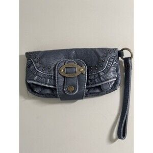 Nica London Sea Breeze Rowan Studded Fish Wristlet Clutch Bag Distressed Blue